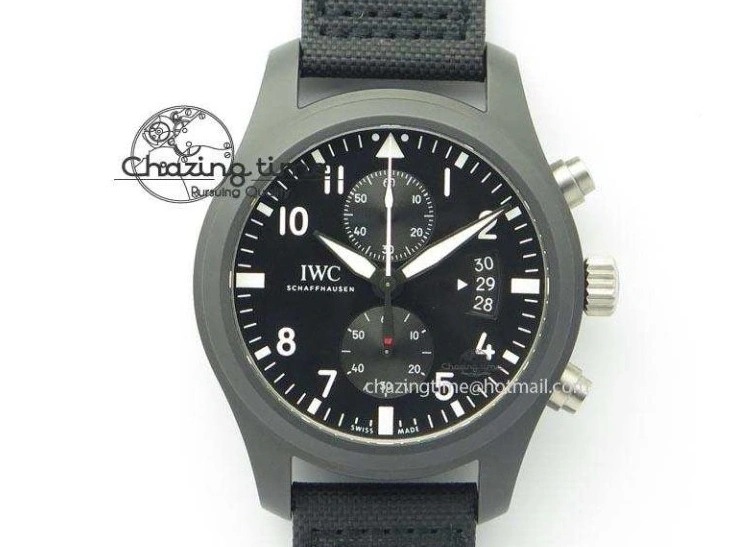 MIROTIME 0321 EasyCare Pilot Chrono IW388001 Real Ceramic ZF 1:1 Best Edition On Black Nylon Strap A 7279